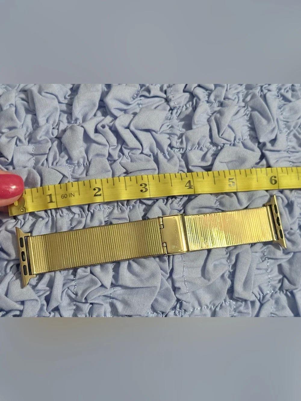 Rebecca Minkoff Gold Ribbed Metal Apple Watch Band